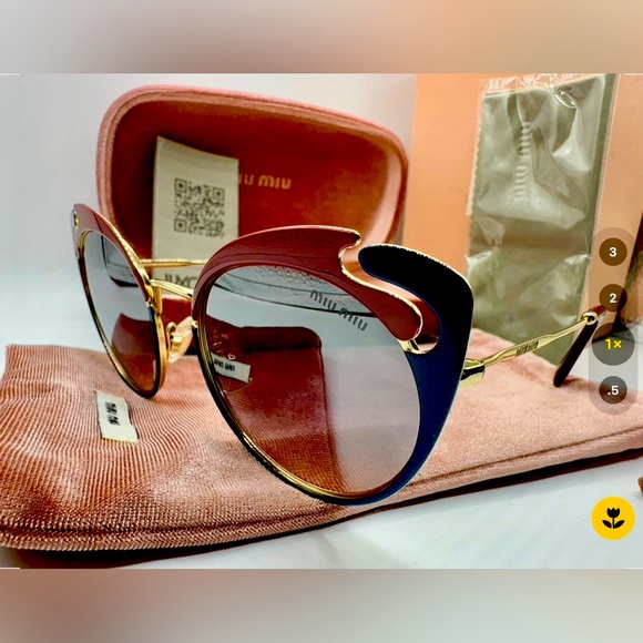 miu miu 57TS HB5-GRO Blue garnet gold cat eye ‼️Size 54-20-140 Authentic - Picture 4 of 15